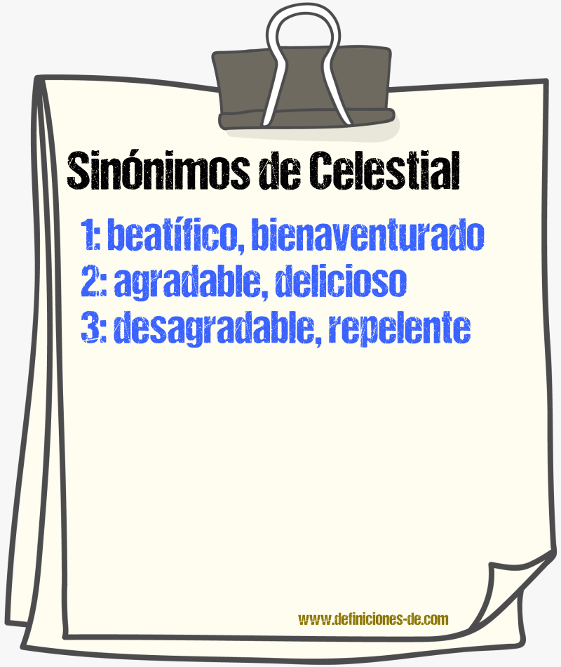 Sinnimos de celestial