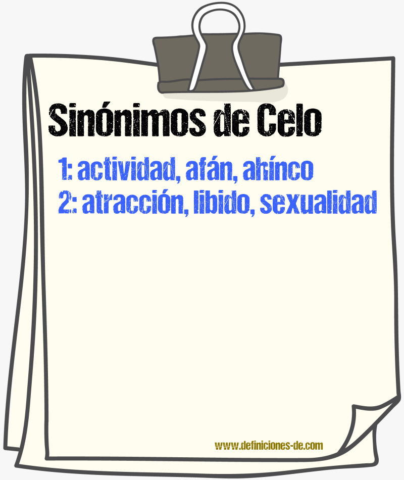 Sinnimos de celo