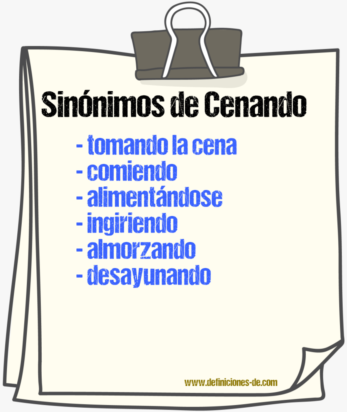 Sinónimos de cenando