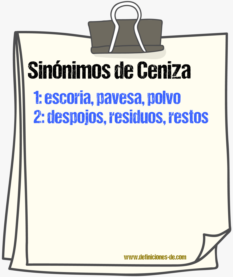 Sinnimos de ceniza