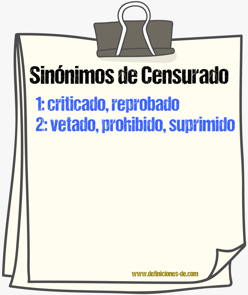Sinónimos de censurado