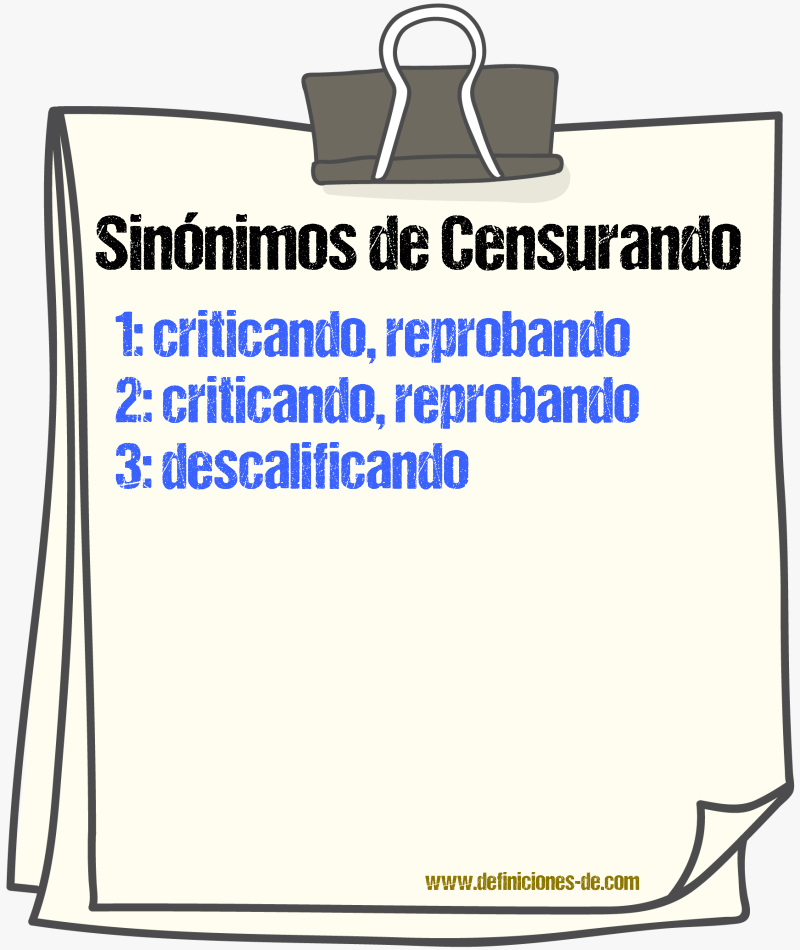 Sinónimos de censurando