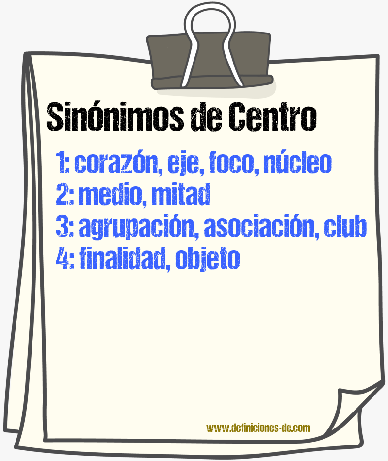 Sinnimos de centro