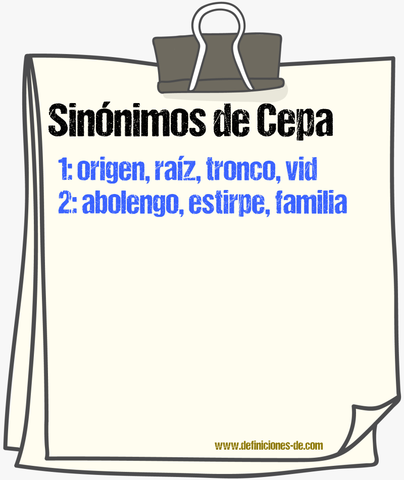 Sinnimos de cepa