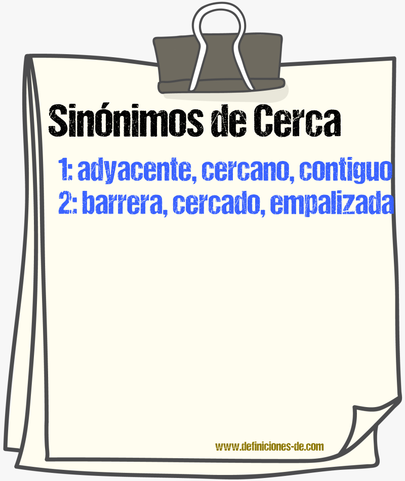 Sinnimos de cerca