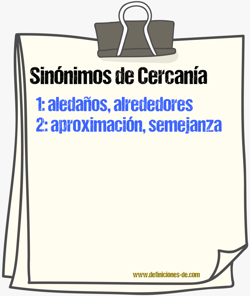 Sinnimos de cercana