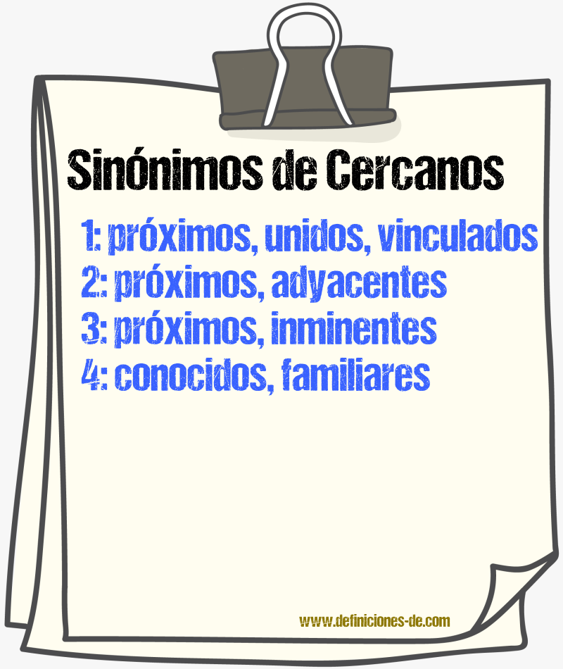 Sinónimos de cercanos