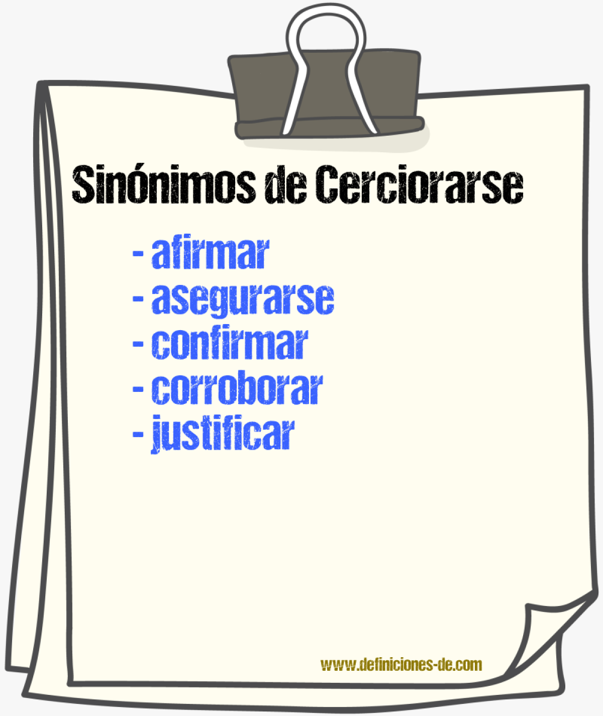 Sinnimos de cerciorarse