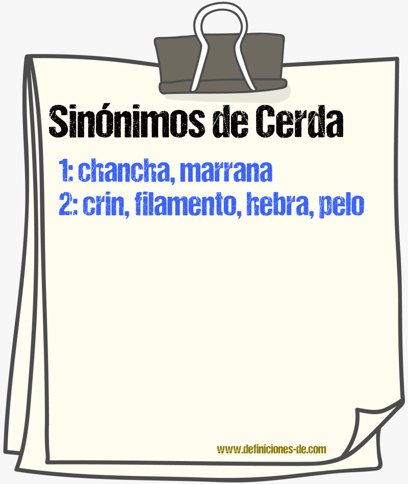 Sinnimos de cerda