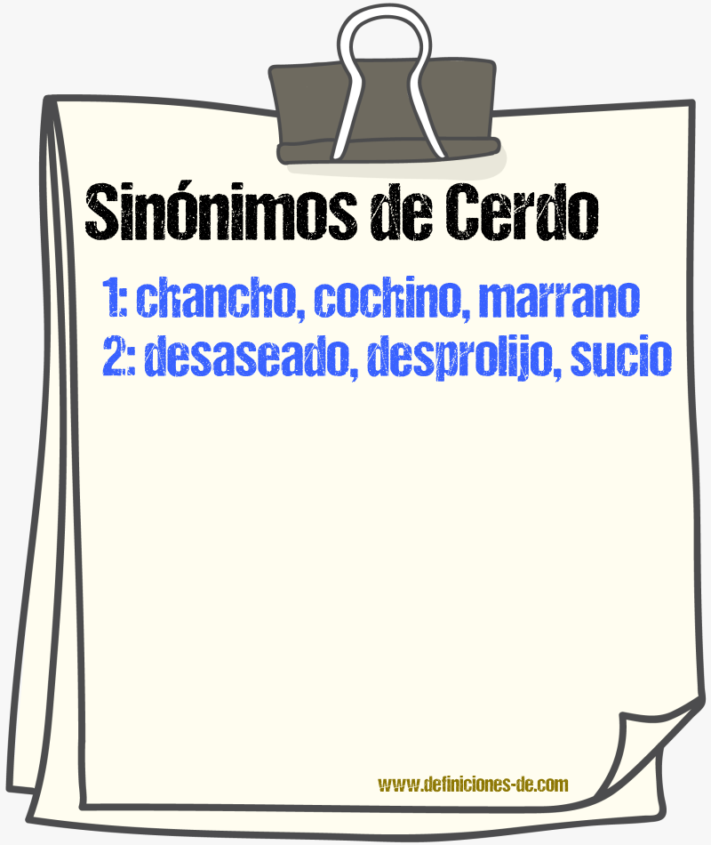 Sinnimos de cerdo