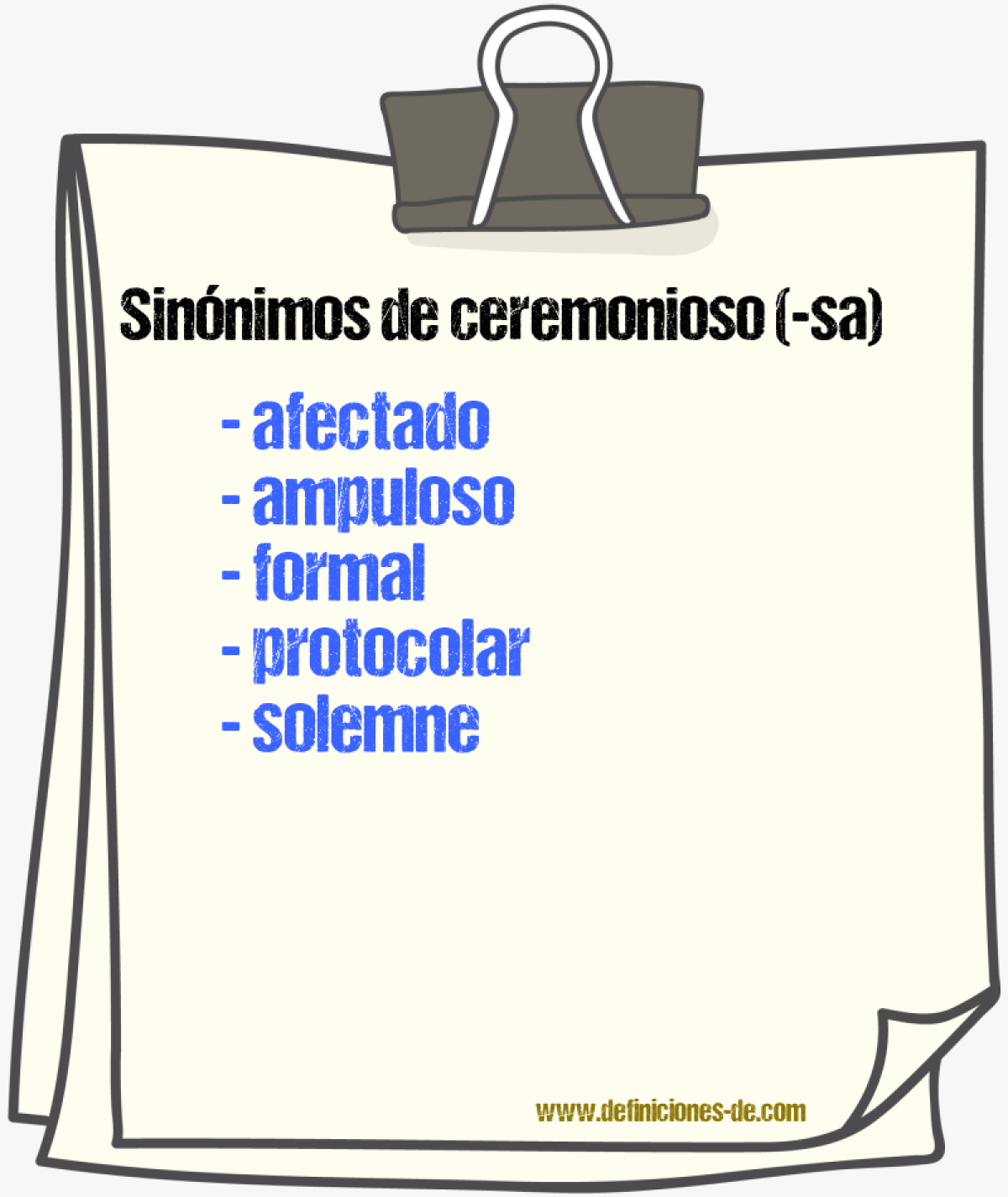 Sinónimos de ceremonioso