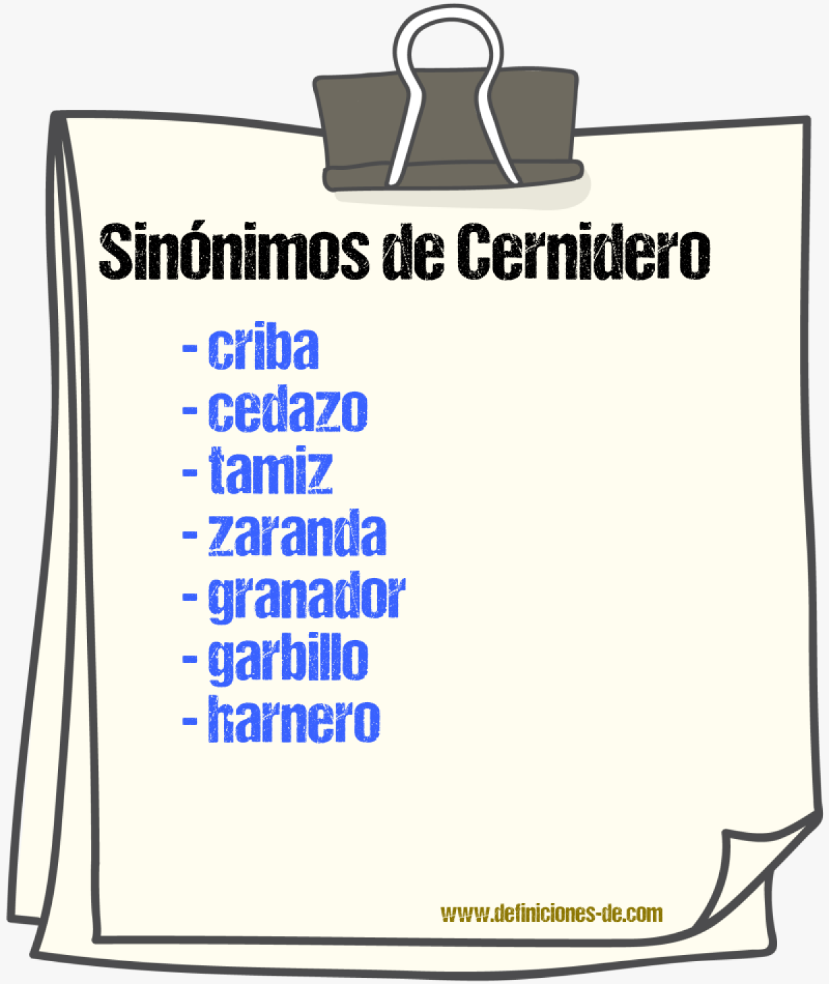 Sinnimos de cernidero