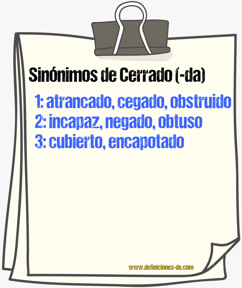 Sinnimos de cerrado