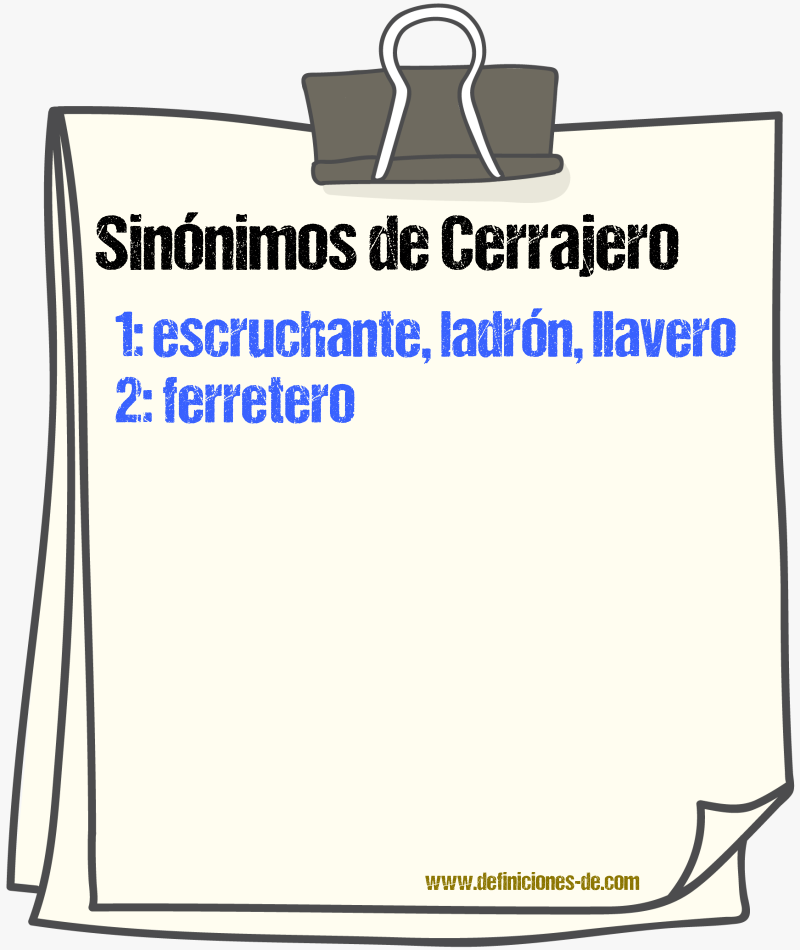 Sinnimos de cerrajero