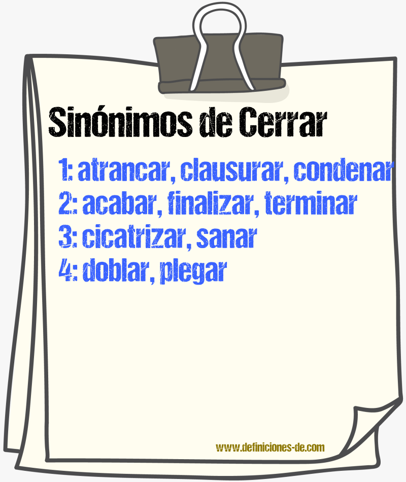 Sinnimos de cerrar