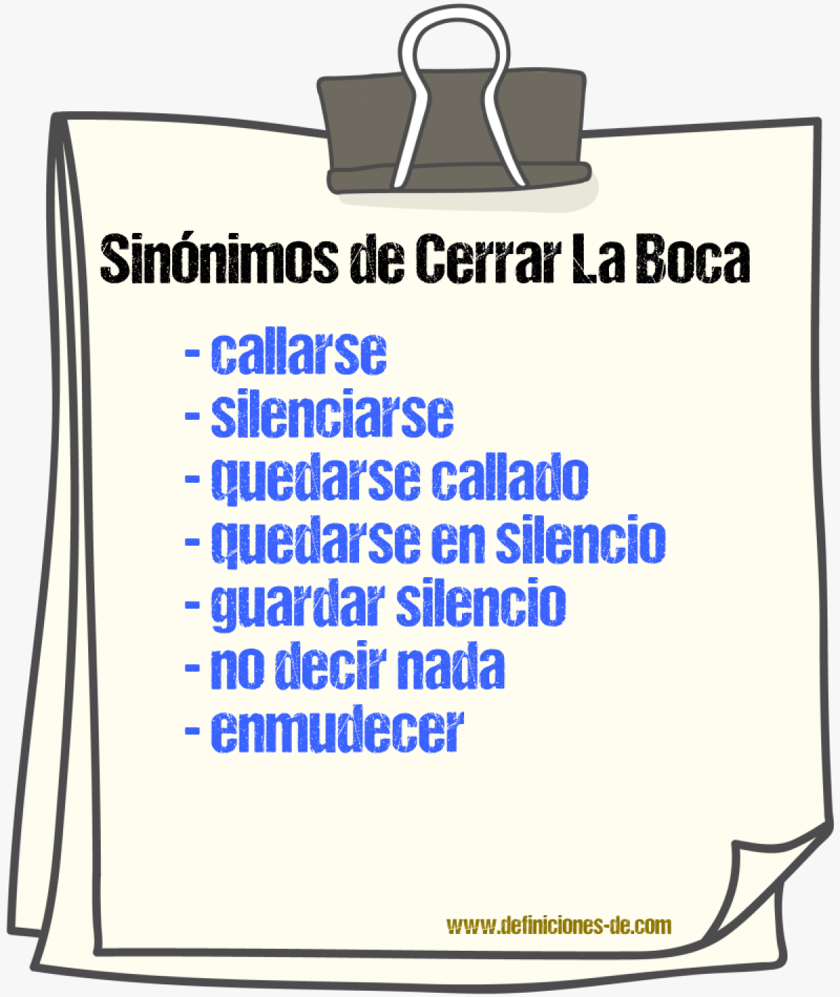 Sinónimos de cerrar la boca