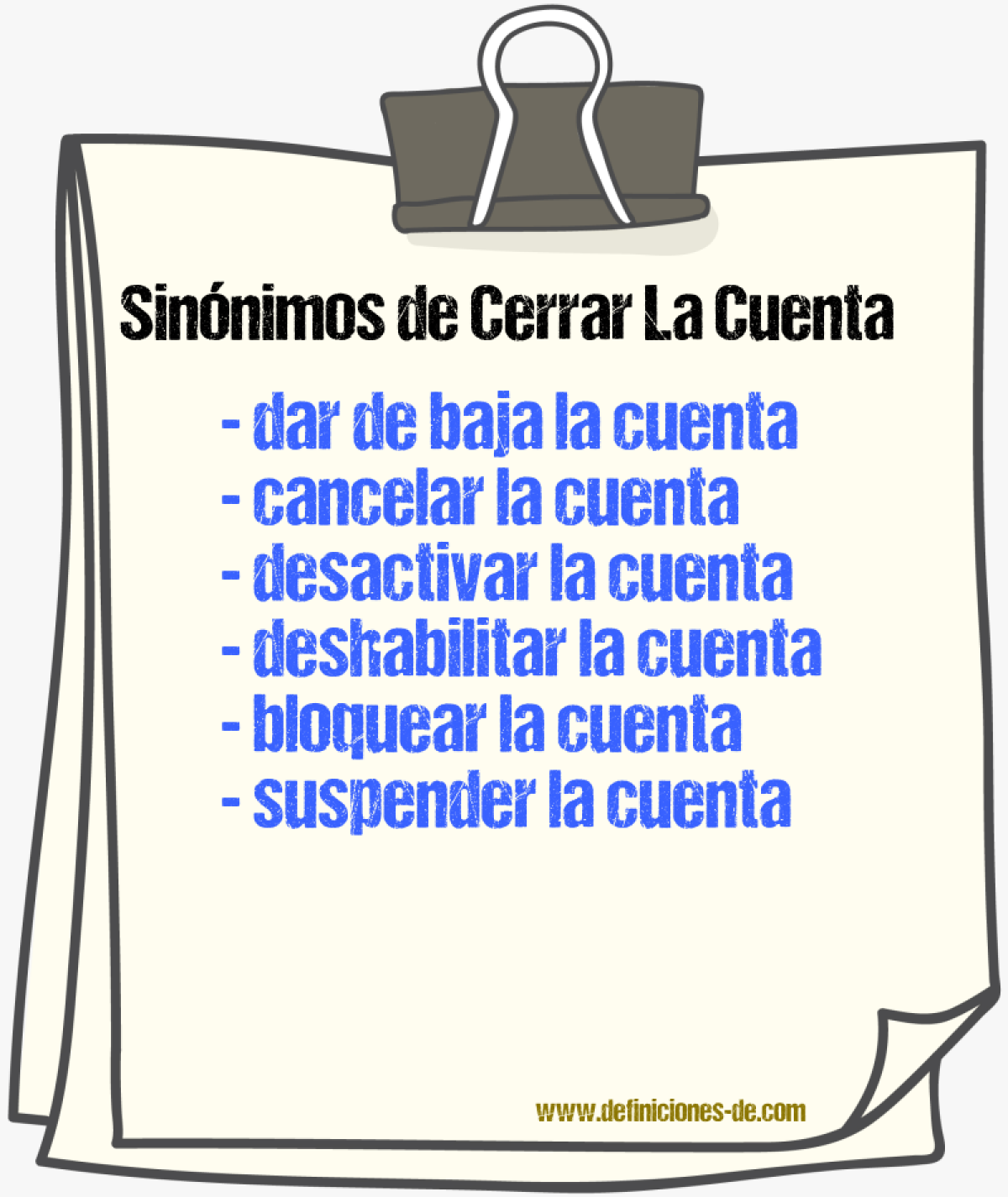 Sinónimos de cerrar la cuenta