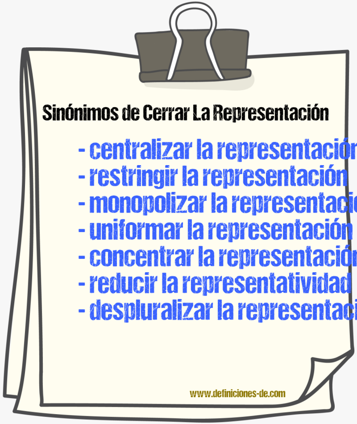 Sinónimos de cerrar la representación