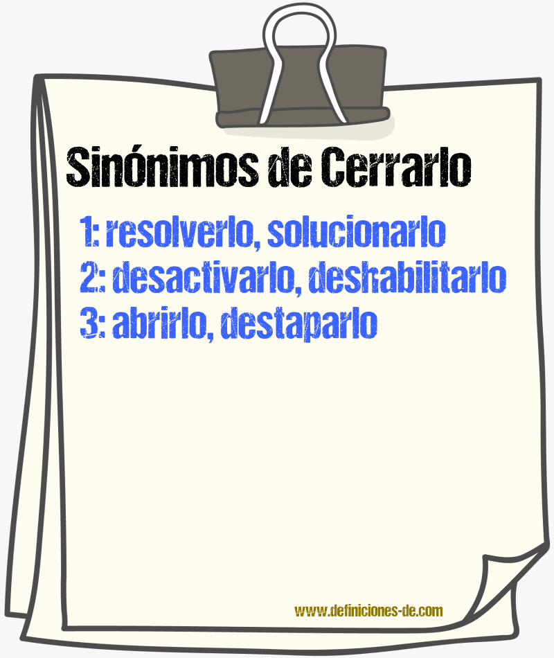 Sinónimos de cerrarlo