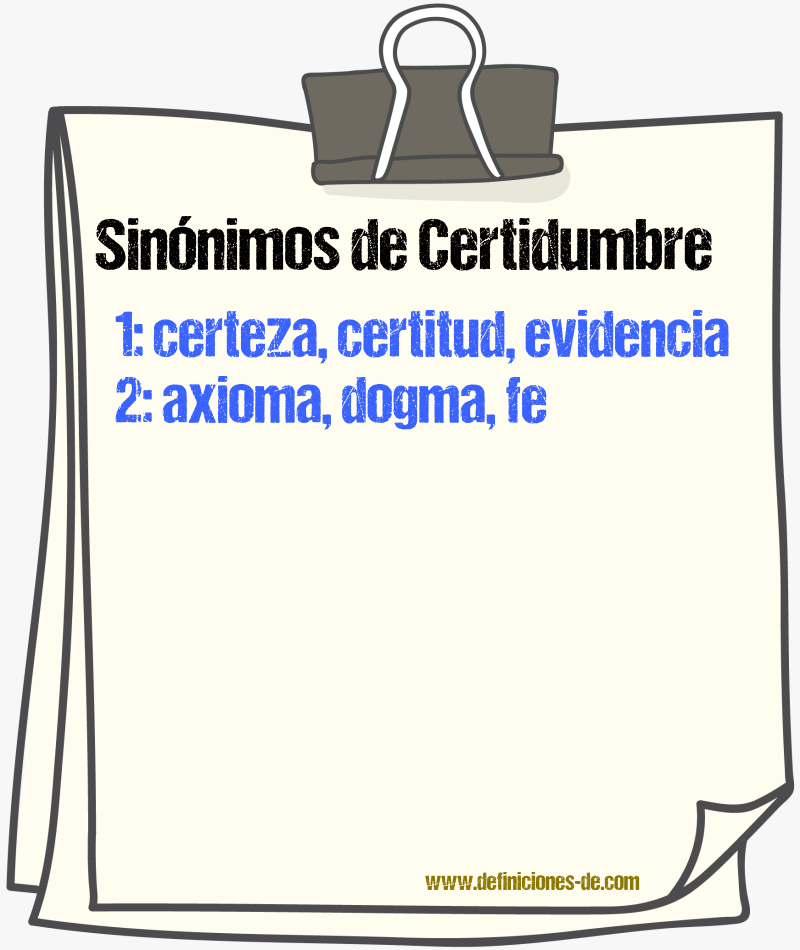 Sinnimos de certidumbre