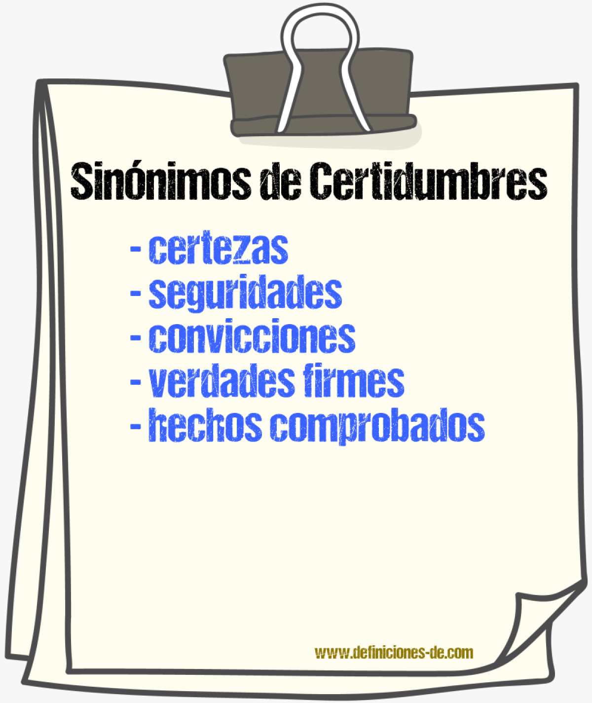 Sinónimos de certidumbres