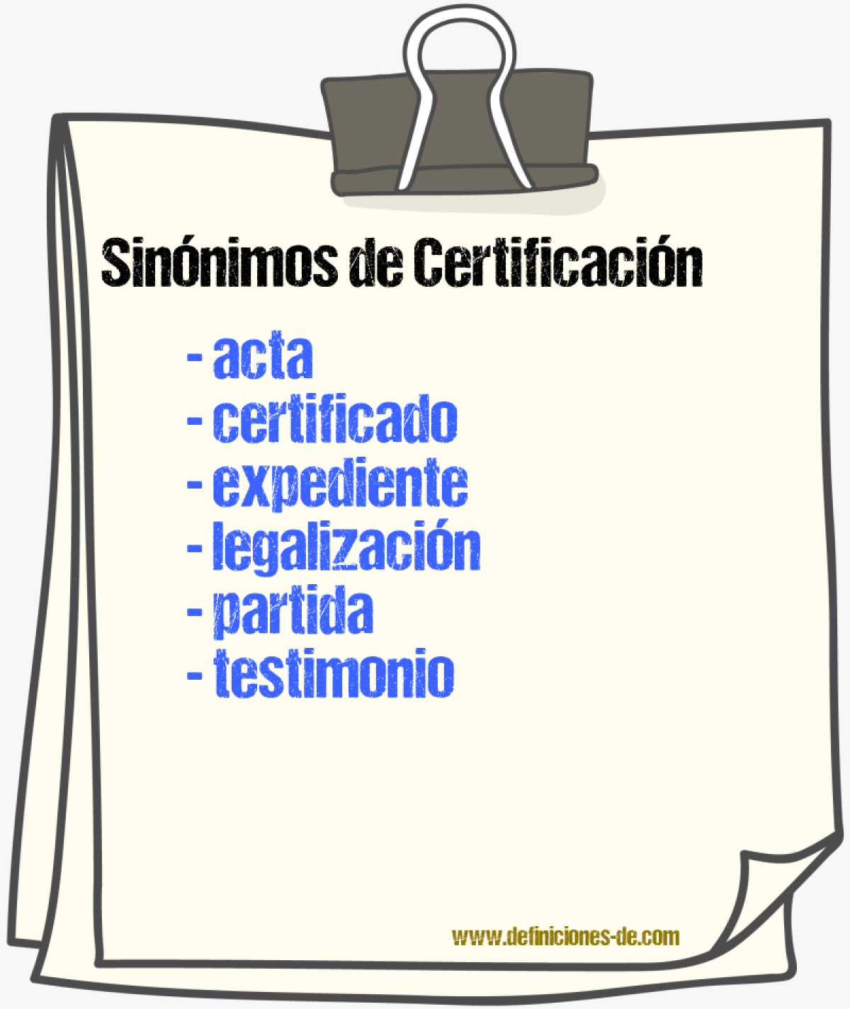 Sinónimos de certificación