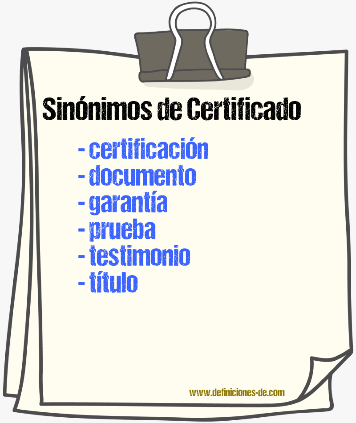 Sinónimos de certificado