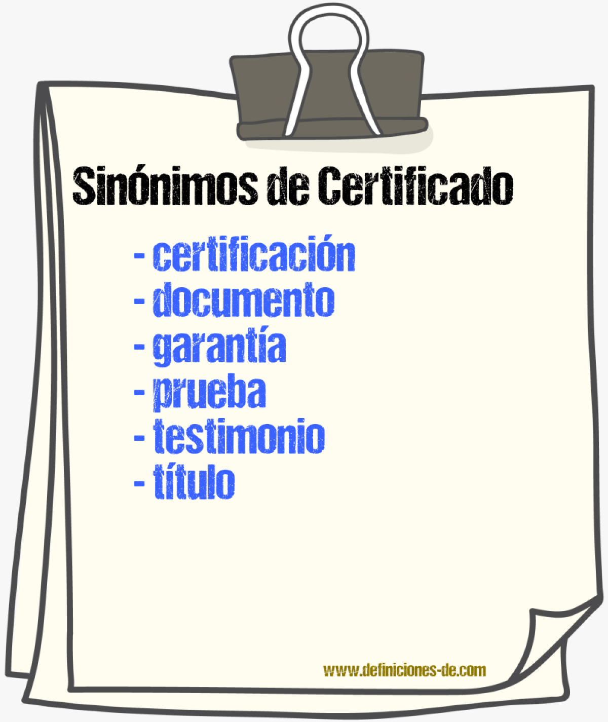 Sinnimos de certificado