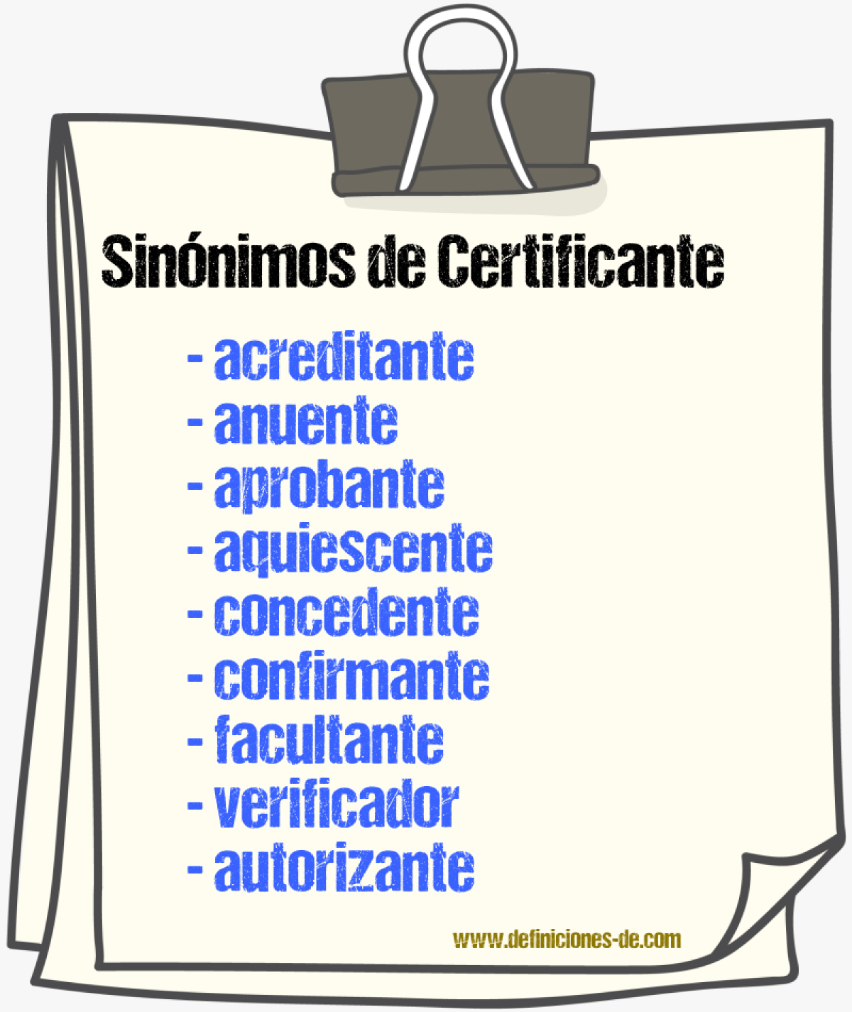 Sinnimos de certificante