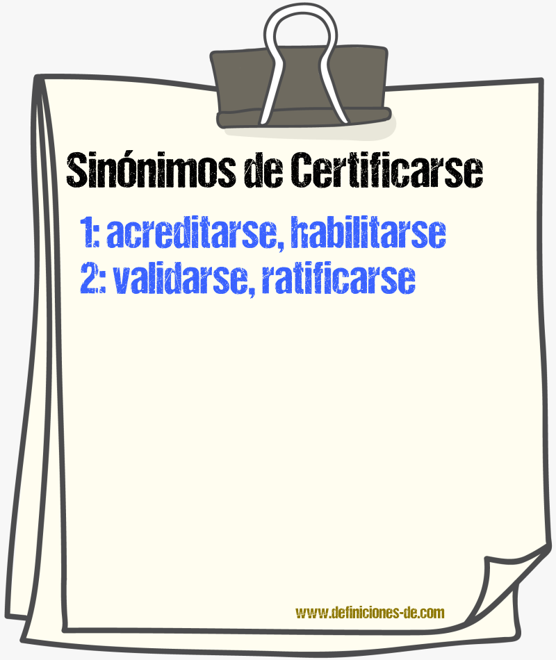 Sinónimos de certificarse