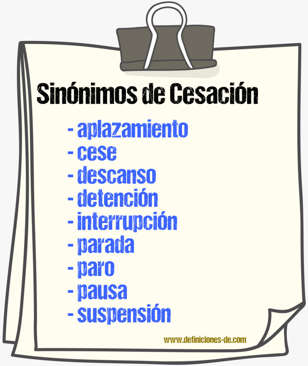 Sinnimos de cesacin