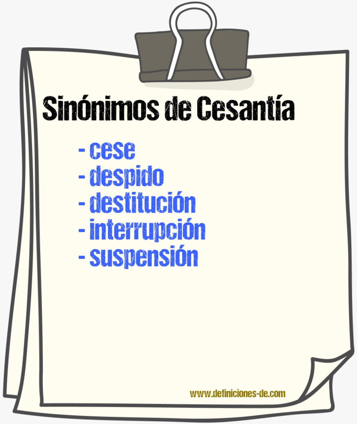 Sinnimos de cesanta