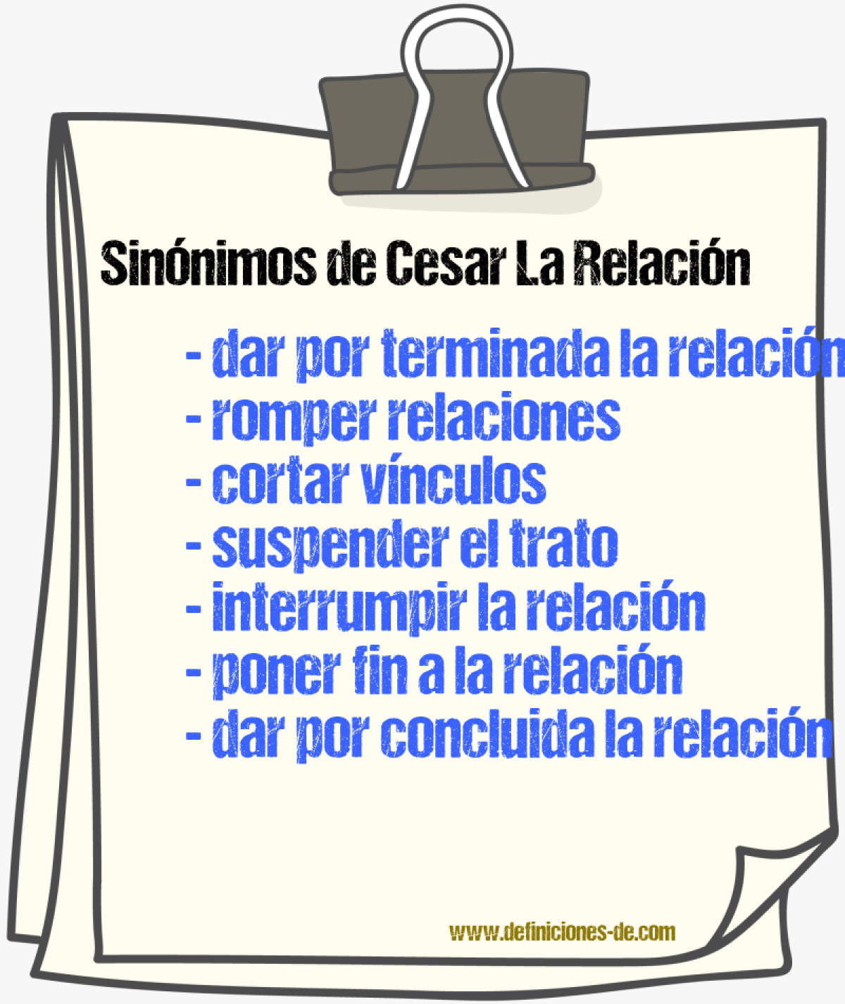 Sinónimos de cesar la relación