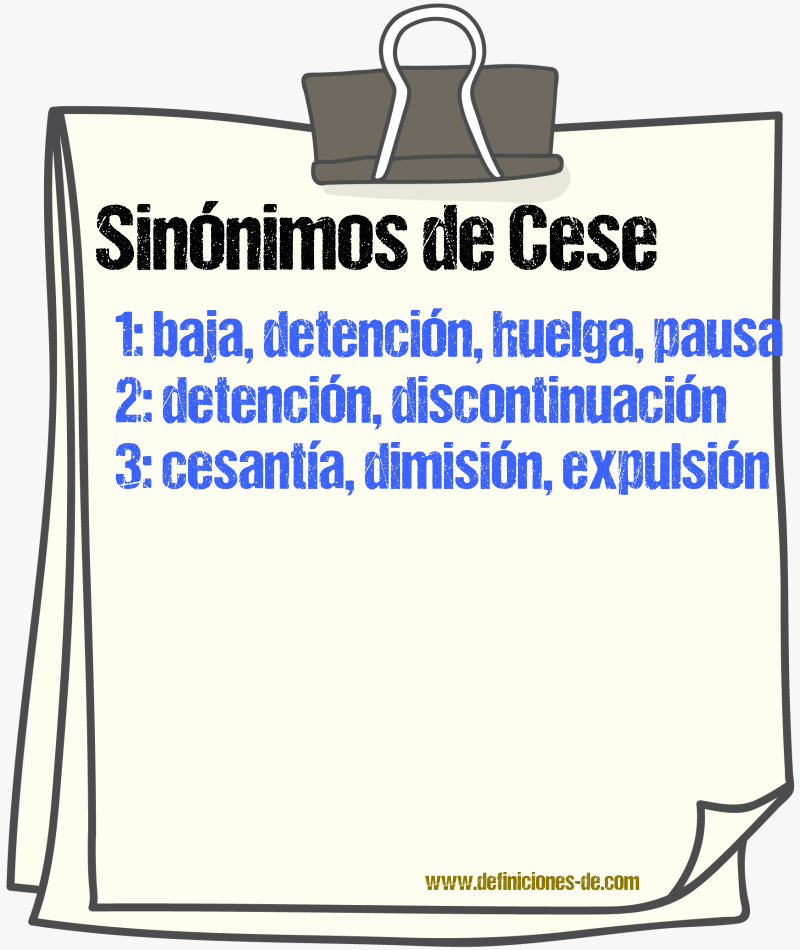 Sinnimos de cese