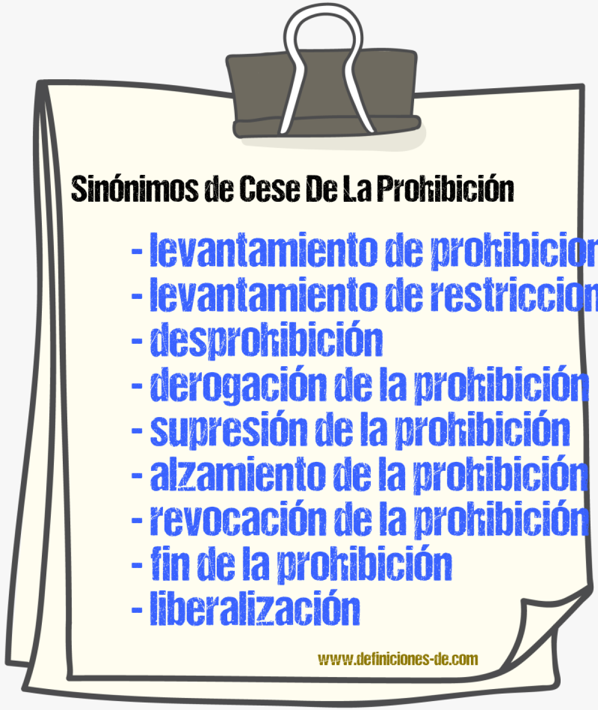 Sinónimos de cese de la prohibición