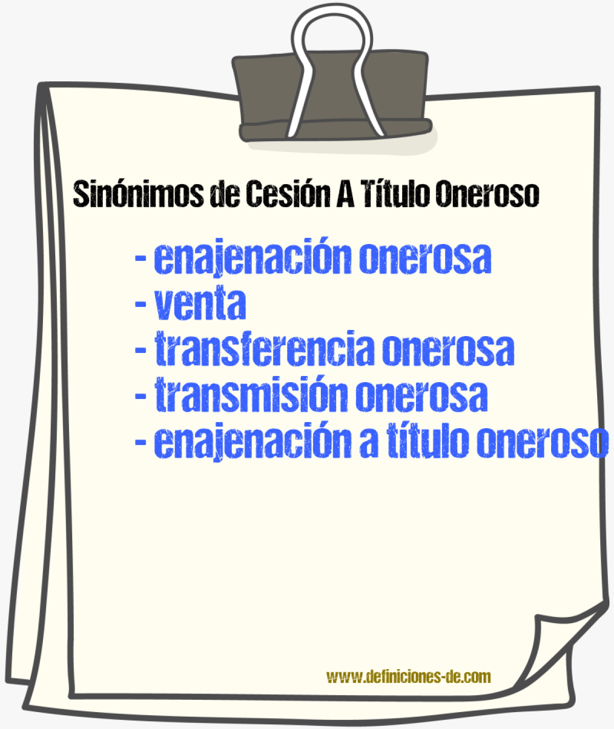 Sinónimos de cesión a título oneroso