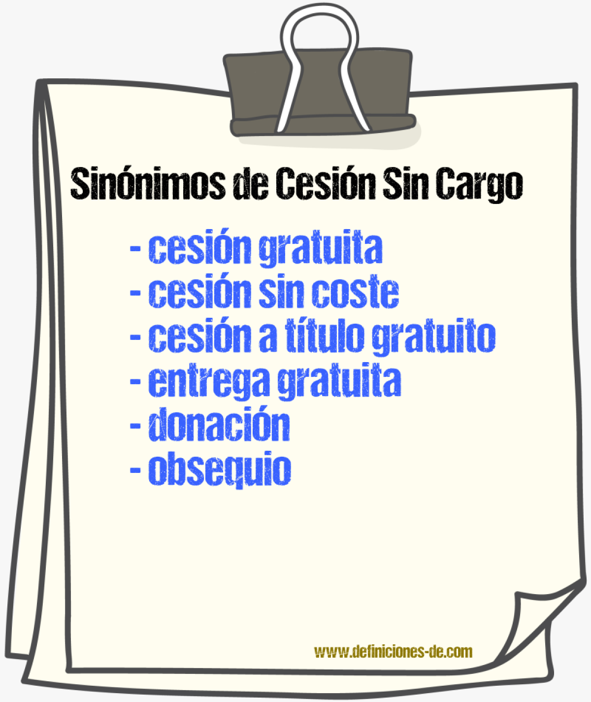 Sinónimos de cesión sin cargo