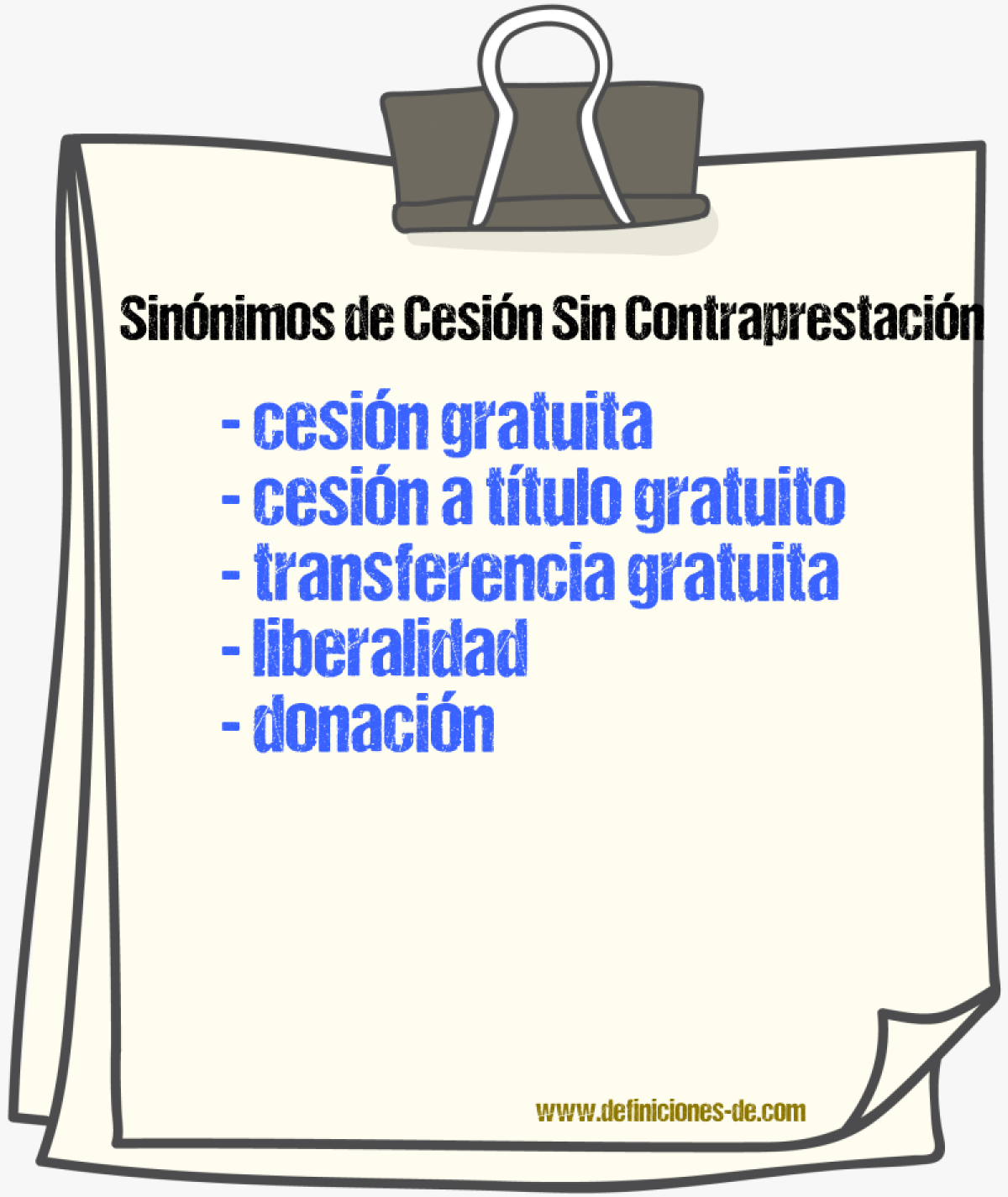 Sinónimos de cesión sin contraprestación