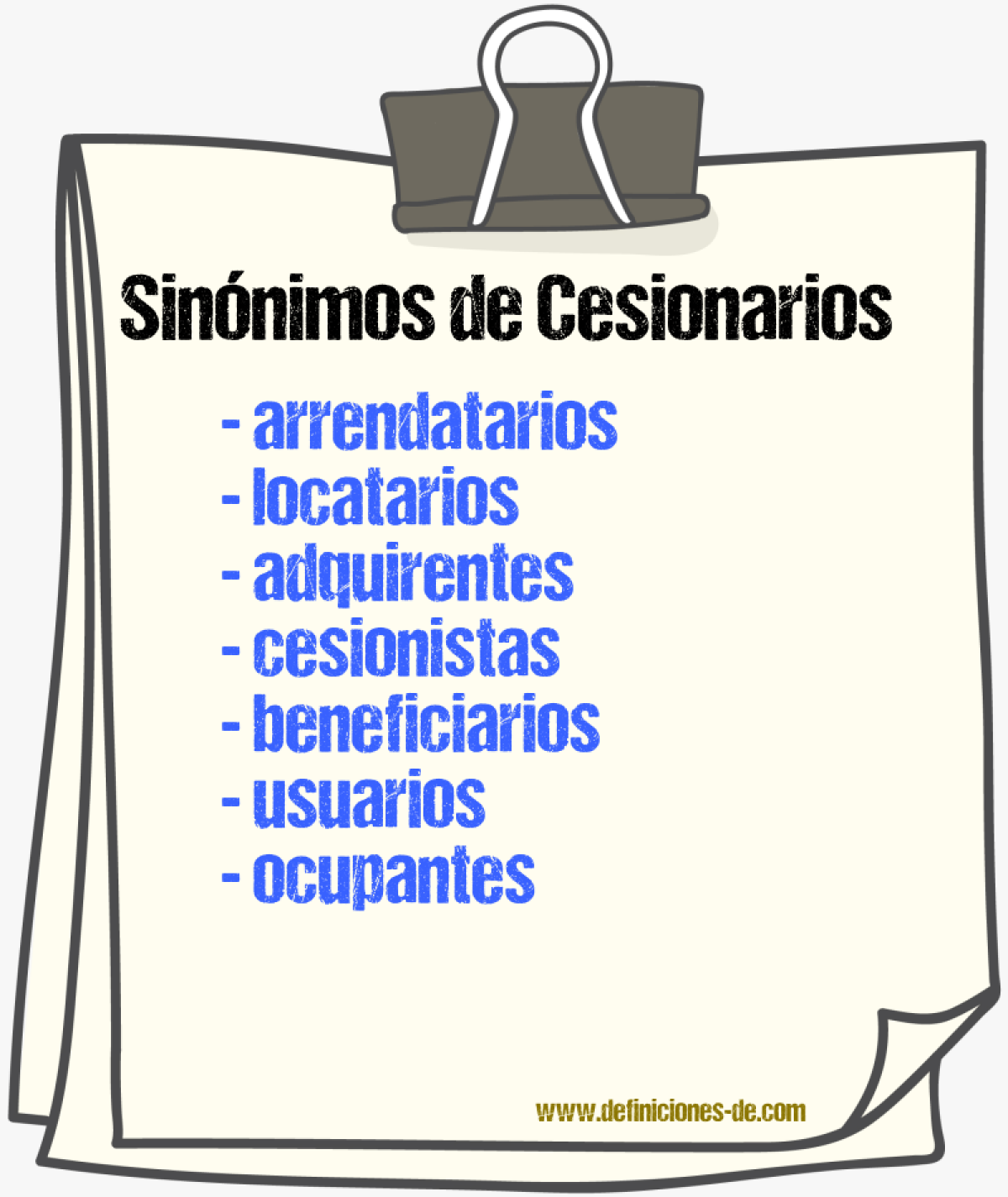Sinónimos de cesionarios