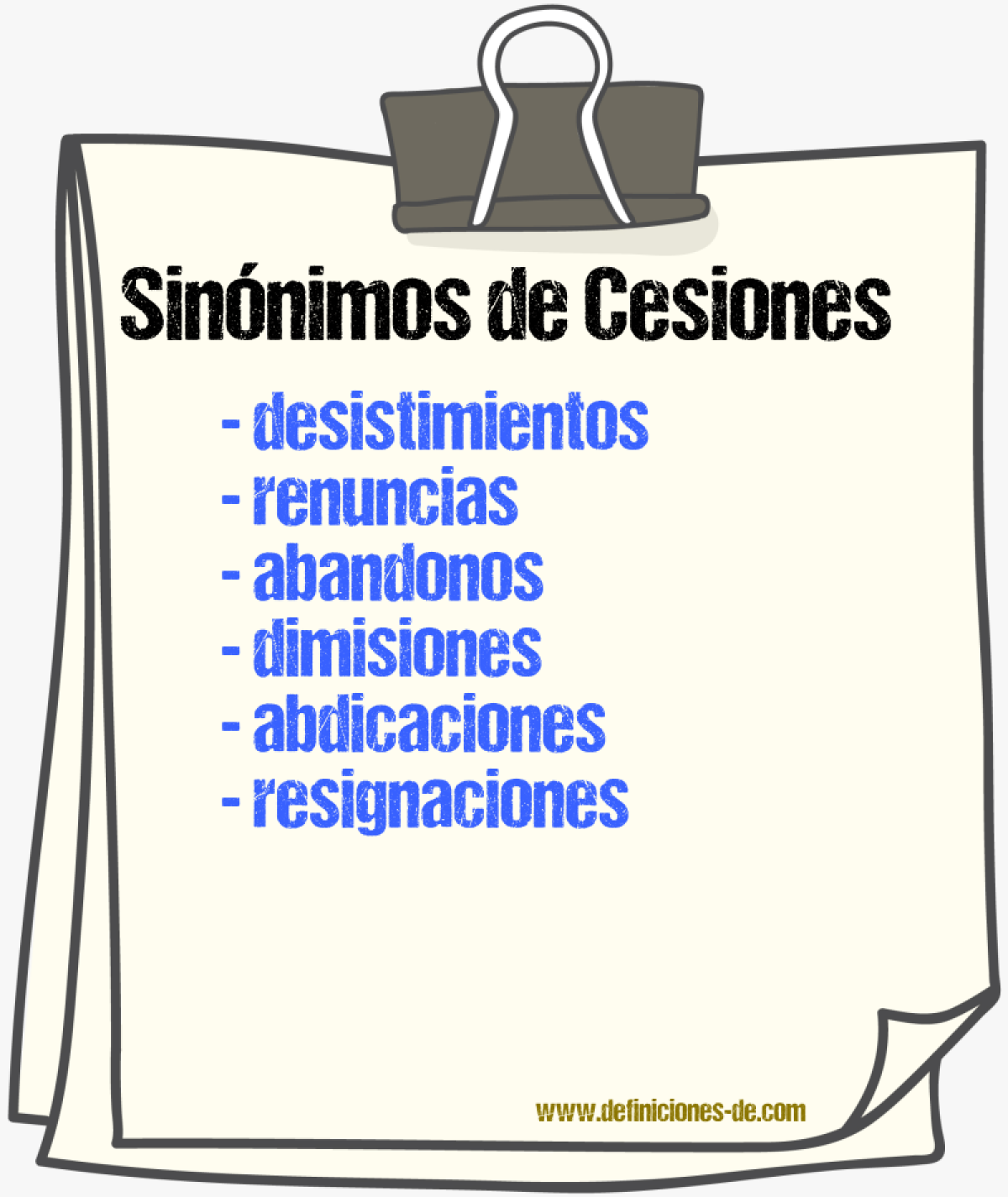 Sinónimos de cesiones