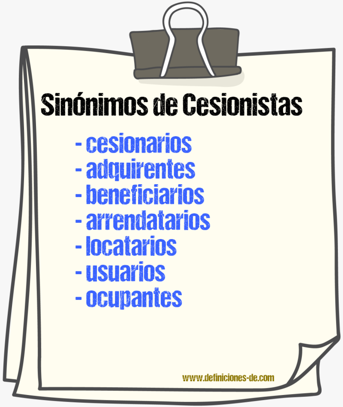 Sinónimos de cesionistas