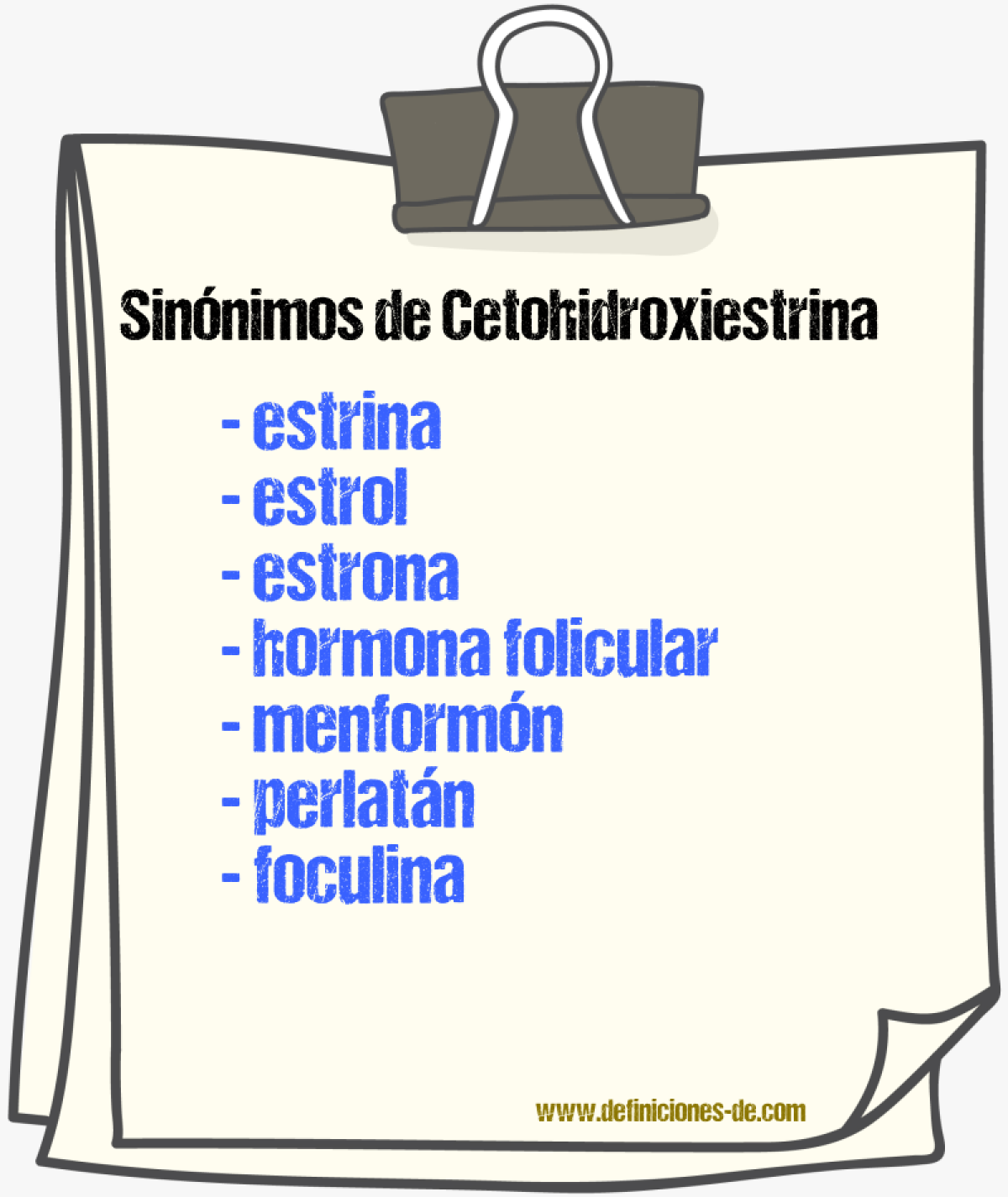 Sinnimos de cetohidroxiestrina