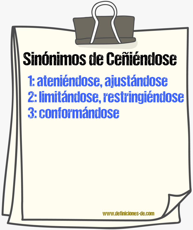 Sinónimos de ceñiéndose