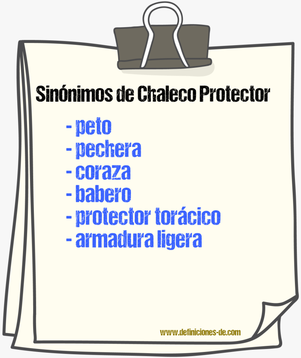 Sinónimos de chaleco protector