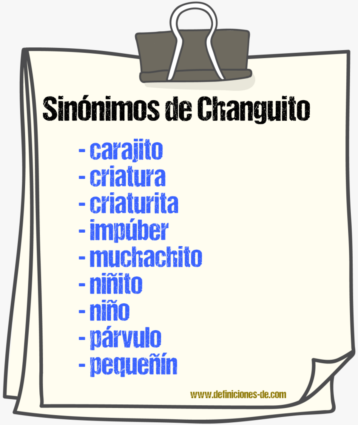 Sinnimos de changuito