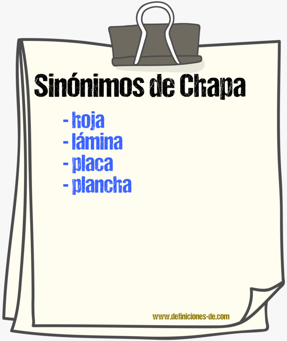 Sinnimos de chapa