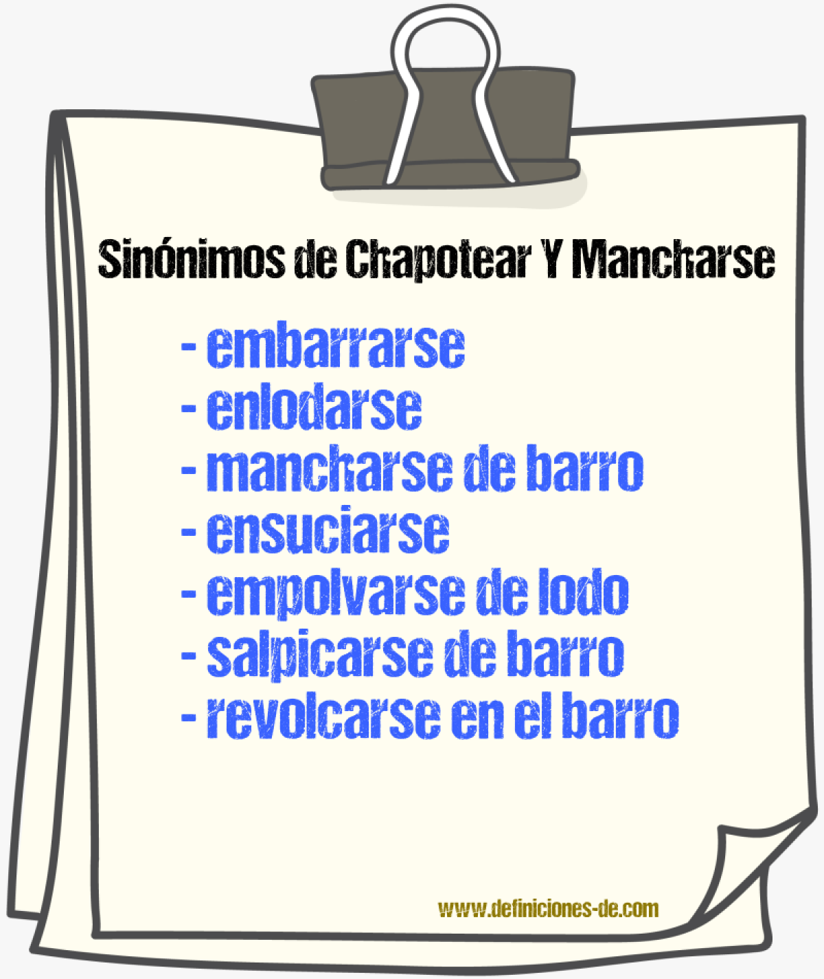 Sinónimos de chapotear y mancharse