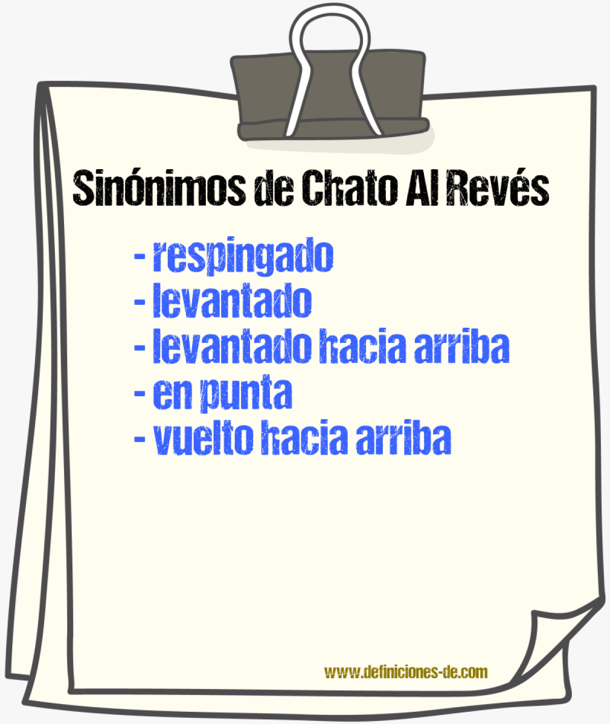 Sinónimos de chato al revés