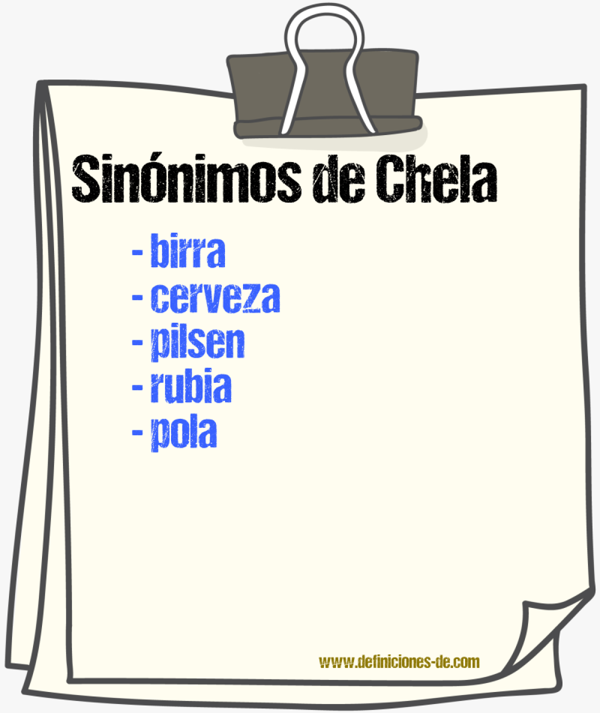 Sinnimos de chela