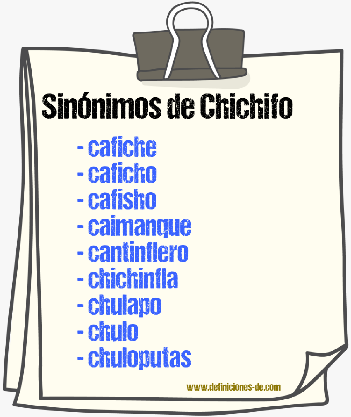 Sinnimos de chichifo